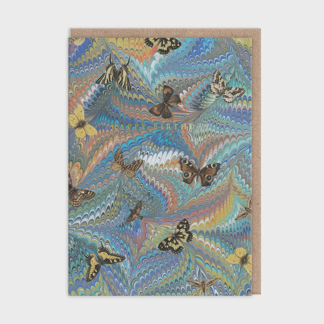 Marble Butterfly Blue Card