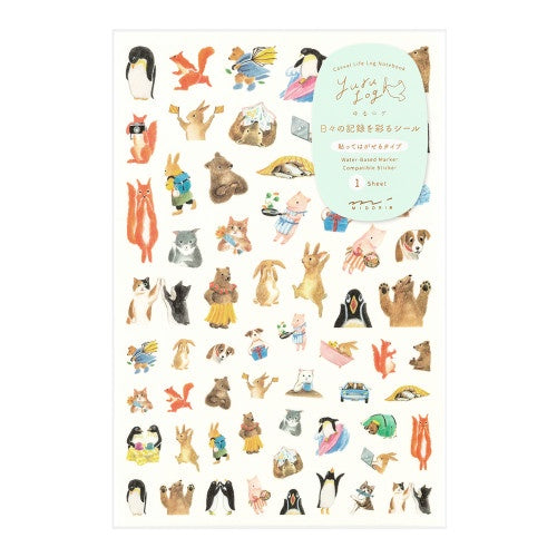 Midori Yuru Log Animal Stickers