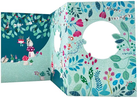 Blue Vines with Hedgehogs Concertina Card