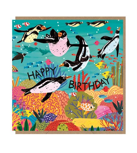 Penguins Swimming Card