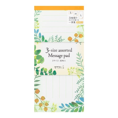 Midori 3-size Assorted Message Pad - Botanical