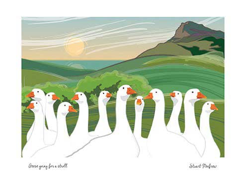 Geese Going For A Stroll Card