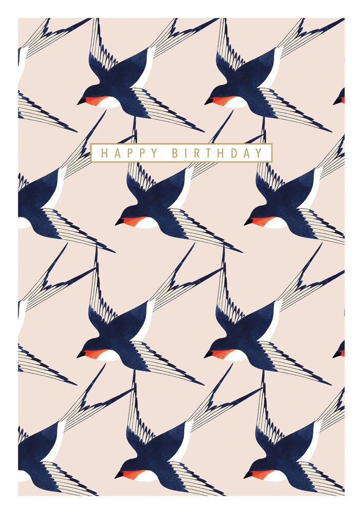 Swallows Happy Birthday Card