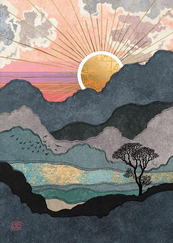 Mountain Sunset Card - Pretty Shiny Shop