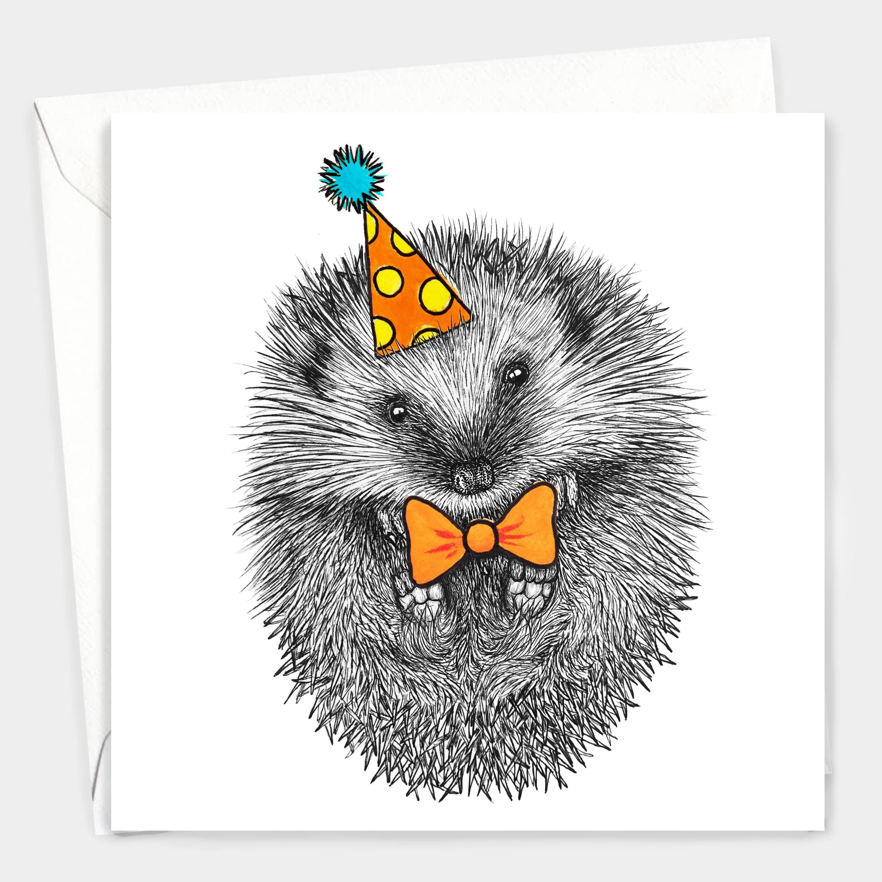 Party Hedgehog Card - Pretty Shiny Shop