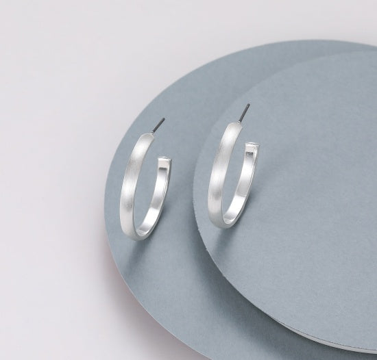 Cher Satin Hoops - Silver